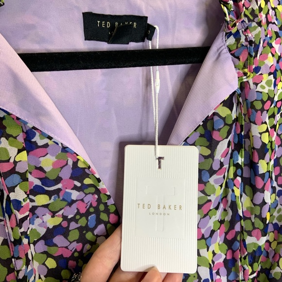 Ted Baker London Karlie Multicolor Black Smocked Detail Tiered Mini Dress 14 New - Picture 10 of 14